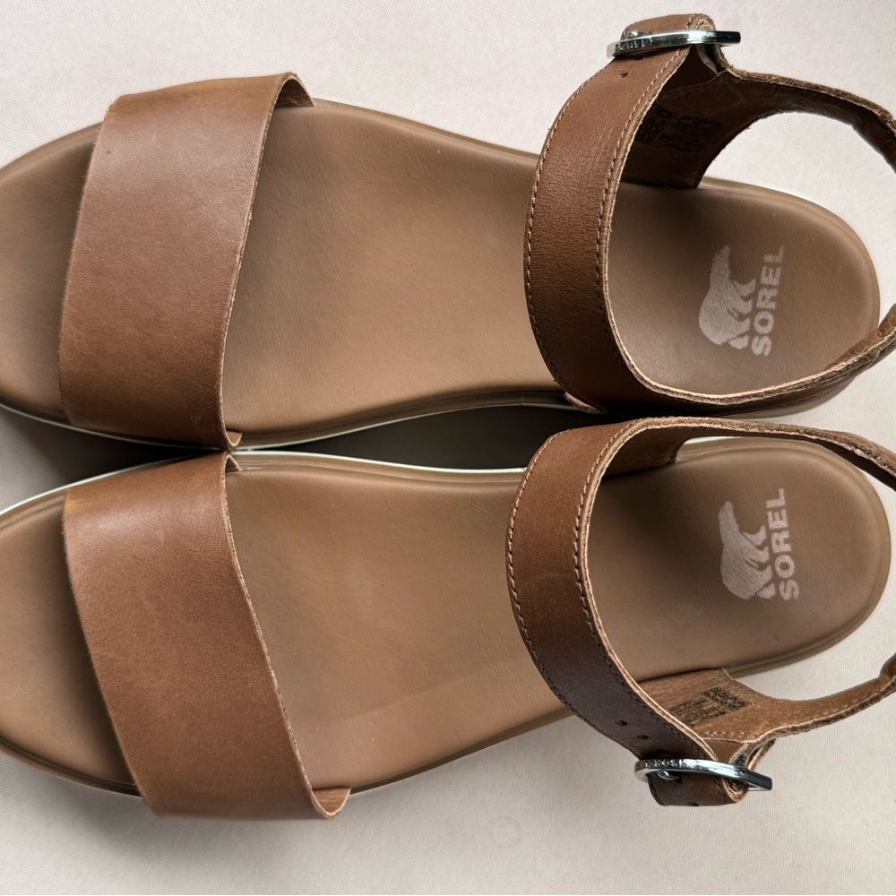 Sorel Tan and White Platform Sandals - Picture 4 of 8